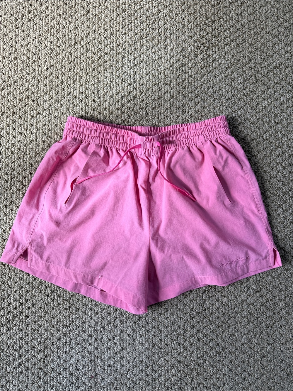 Outdoor Voices Bubblegum Pink Elastic-Waist Athletic Shorts